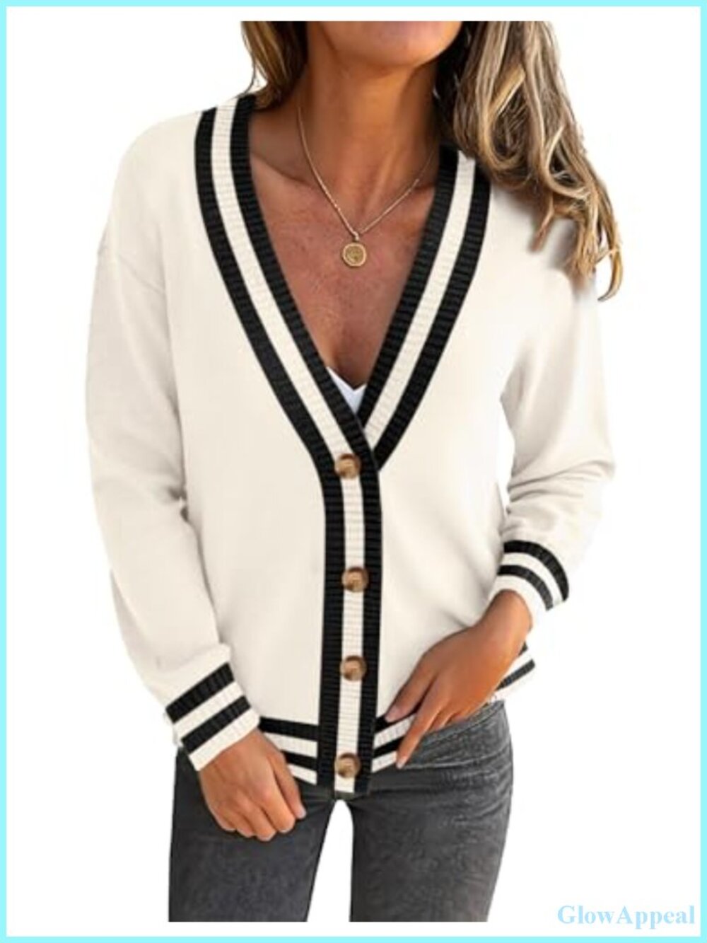 Women's Long Sleeve V-Neck Open Front Cardigan Sweater Lightweight Knit Button